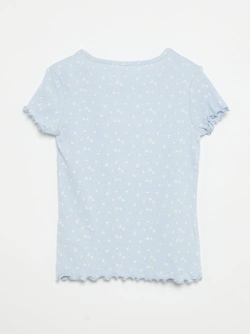 Completo pigiama maglia + pantaloncini in cotone a costine - Kiabi