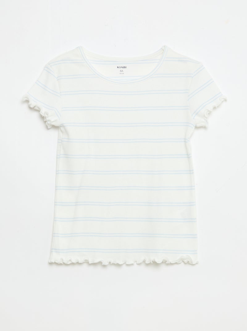 Completo pigiama top + shorts in costina di cotone Bianco - Kiabi