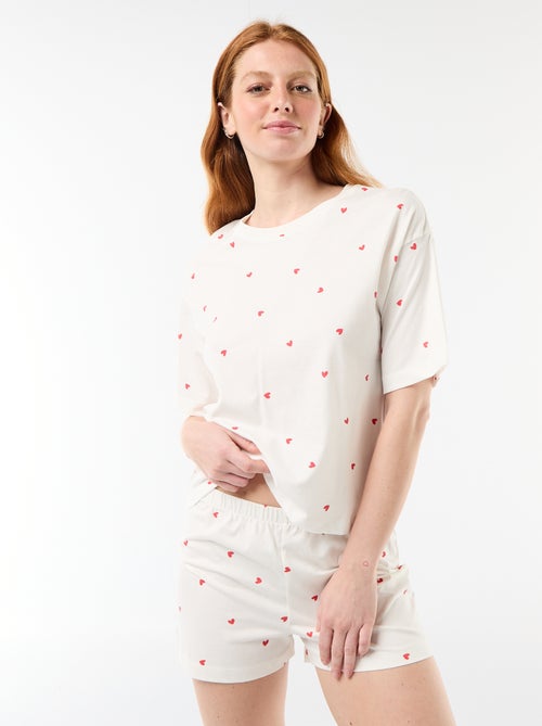 Completo pigiama top + shorts in jersey di cotone - Kiabi