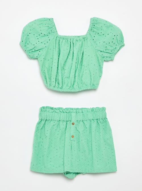 Completo ricamato 2 pezzi - shorts + blusa - Kiabi
