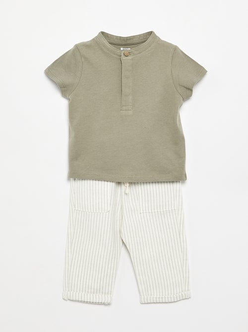Completo t-shirt collo mao + pantaloni - 2 pezzi - Kiabi