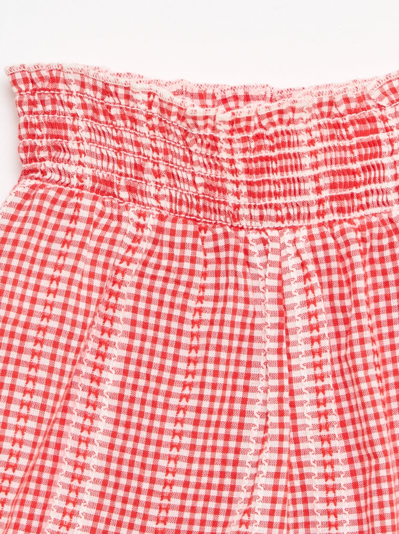 Completo vichy 2 pezzi blusa + pantaloni Rosso - Kiabi