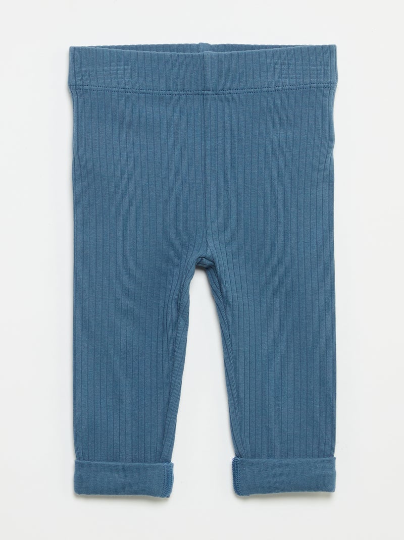 Confezione da 2 leggings a costine Blu - Kiabi