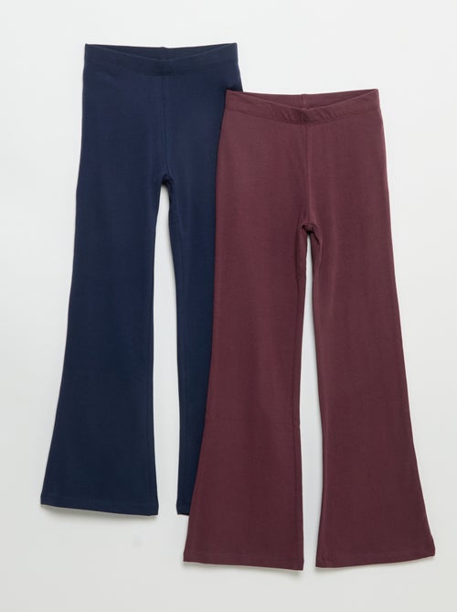 Confezione da 2 leggings a tinta unita a zampa - Kiabi
