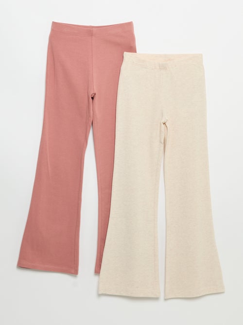 Confezione da 2 leggings a tinta unita a zampa - Kiabi