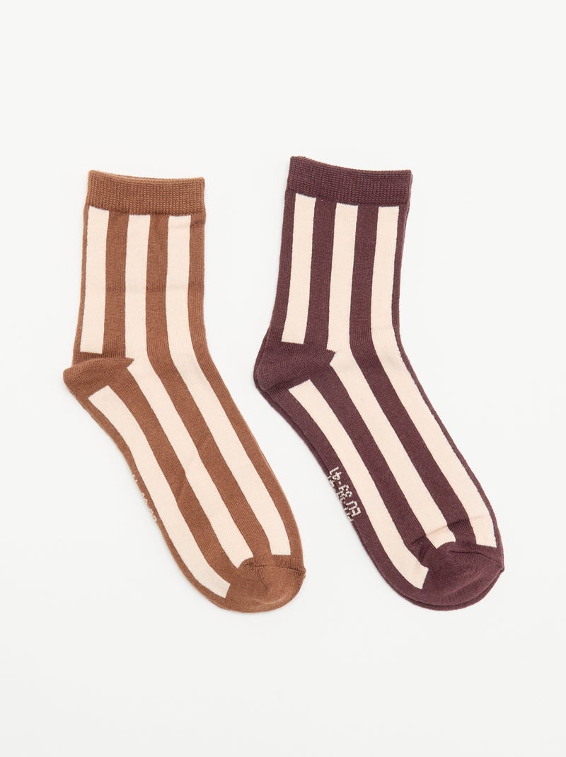 Confezione da 2 mezze calze stampate Marrone - Kiabi