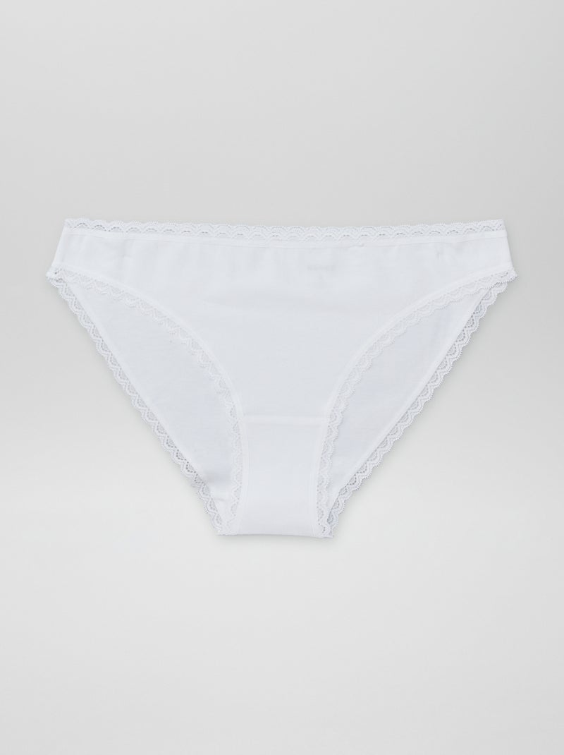 Confezione da 2 mutandine in cotone bianco - Kiabi