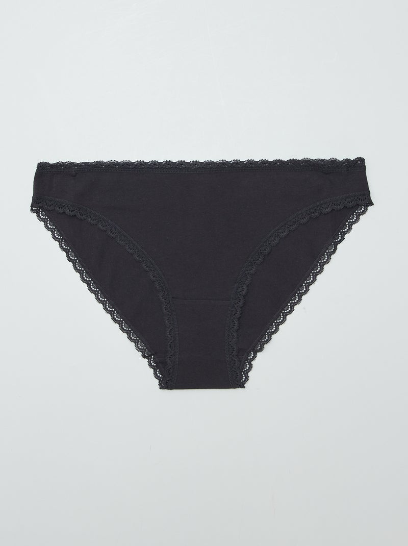 Confezione da 2 mutandine in cotone nero - Kiabi