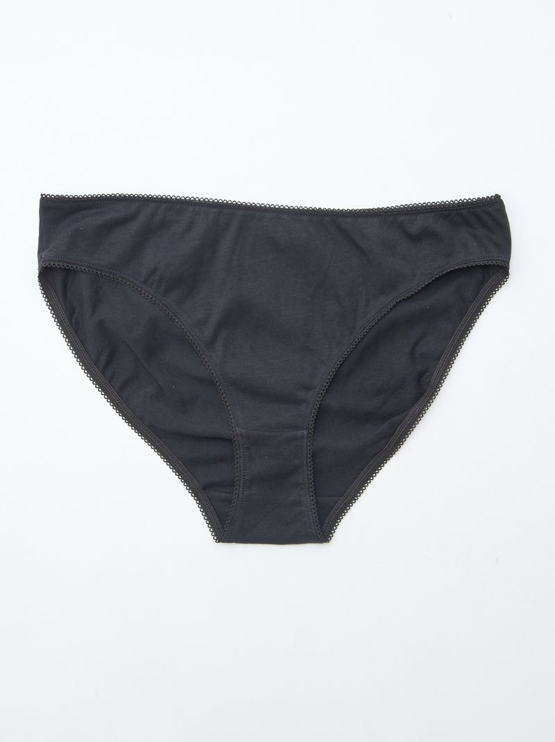 Confezione da 5 slip in cotone tinta unita Nero - Kiabi