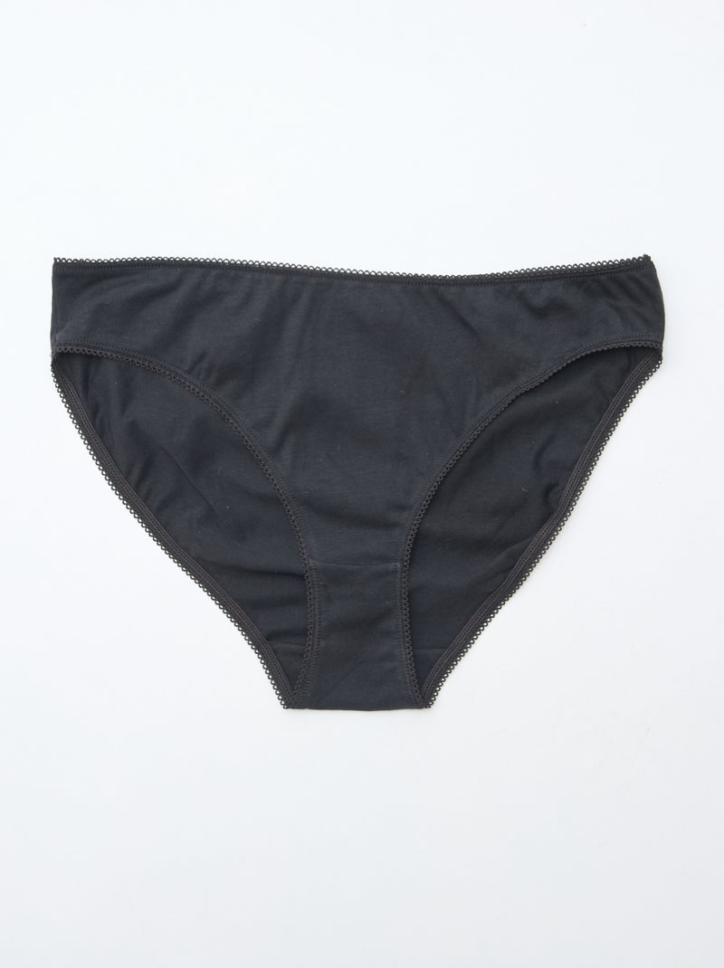 Confezione da 5 slip in cotone tinta unita Nero - Kiabi