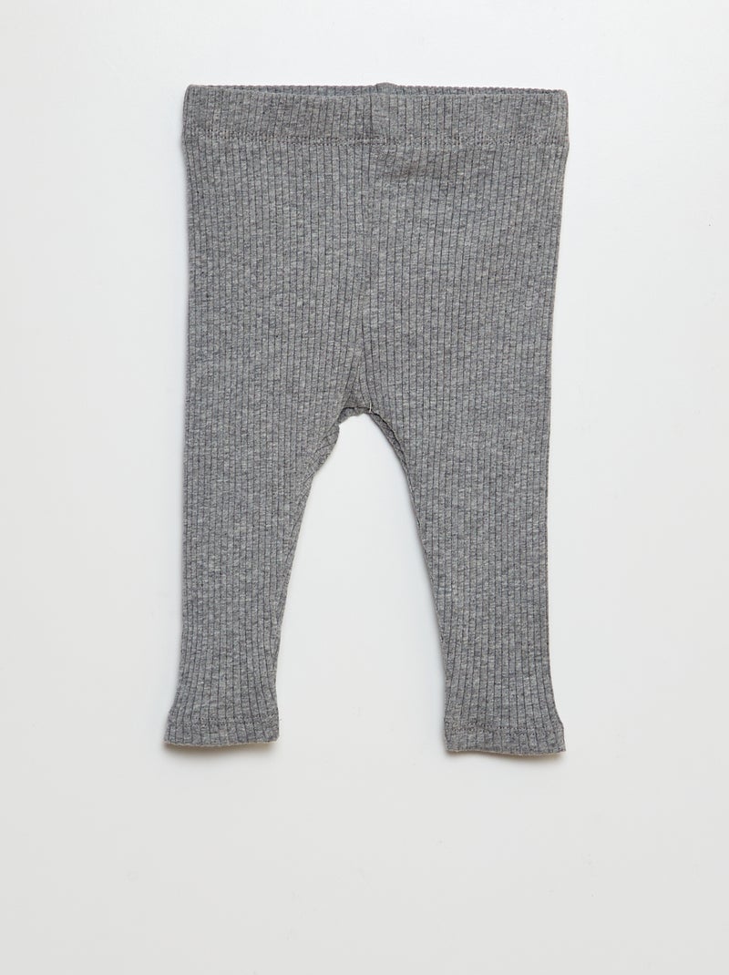 Confezione di 2 leggings a coste GRIGIO - Kiabi