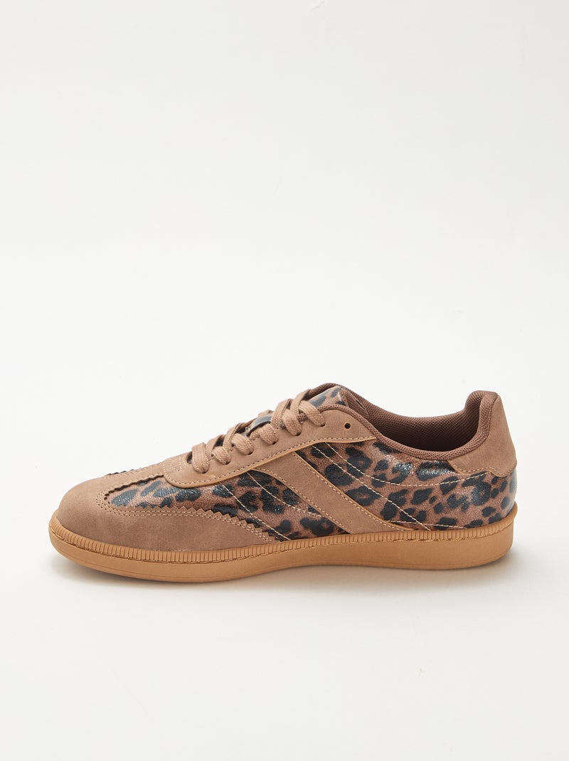 Contrast Panel Low-Top Sneakers Brown - Kiabi