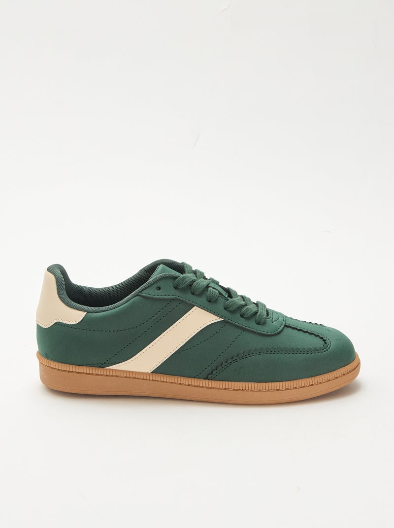 Contrast Panel Low-Top Sneakers Green - Kiabi