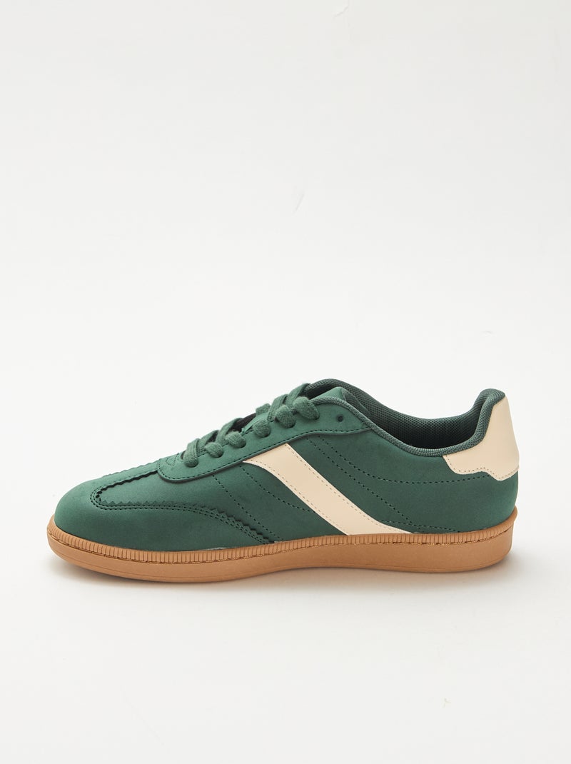 Contrast Panel Low-Top Sneakers Green - Kiabi
