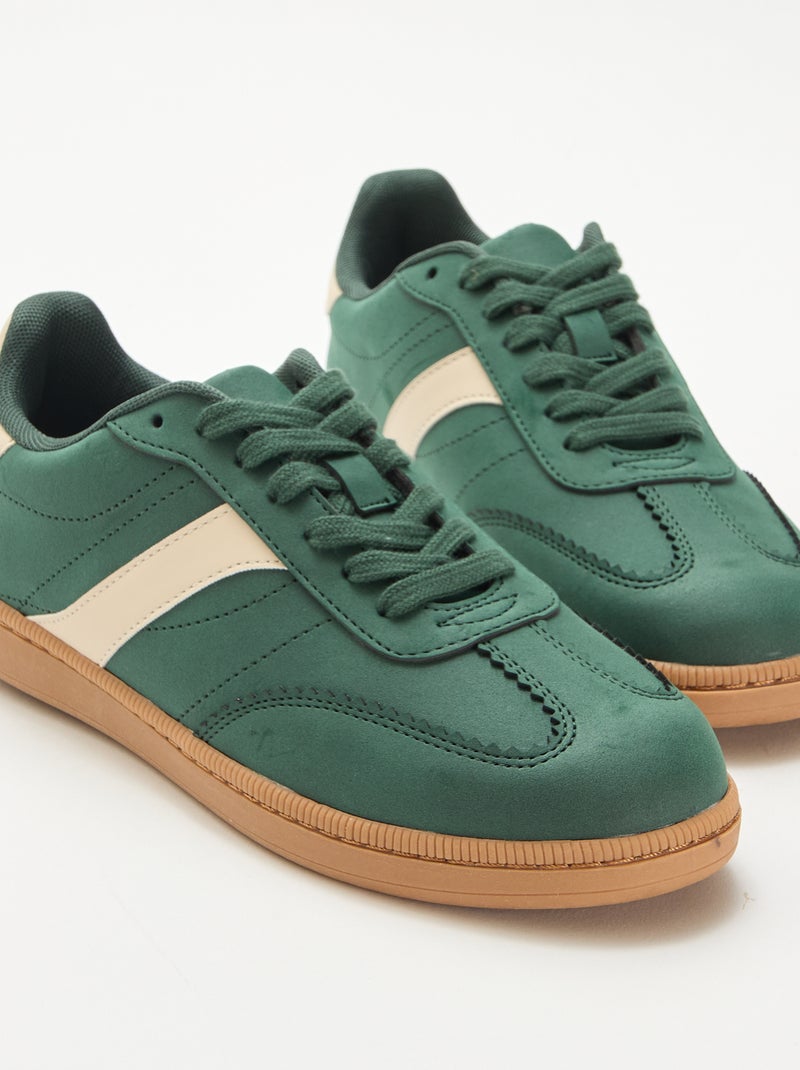 Contrast Panel Low-Top Sneakers Green - Kiabi