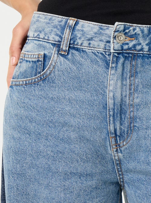 Contrasting Side Wide Leg Jeans - Kiabi