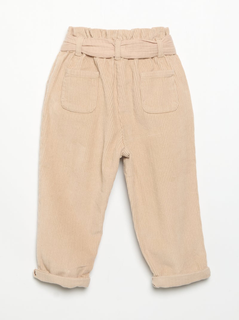 Cordhose mit Gürtel Beige - Kiabi