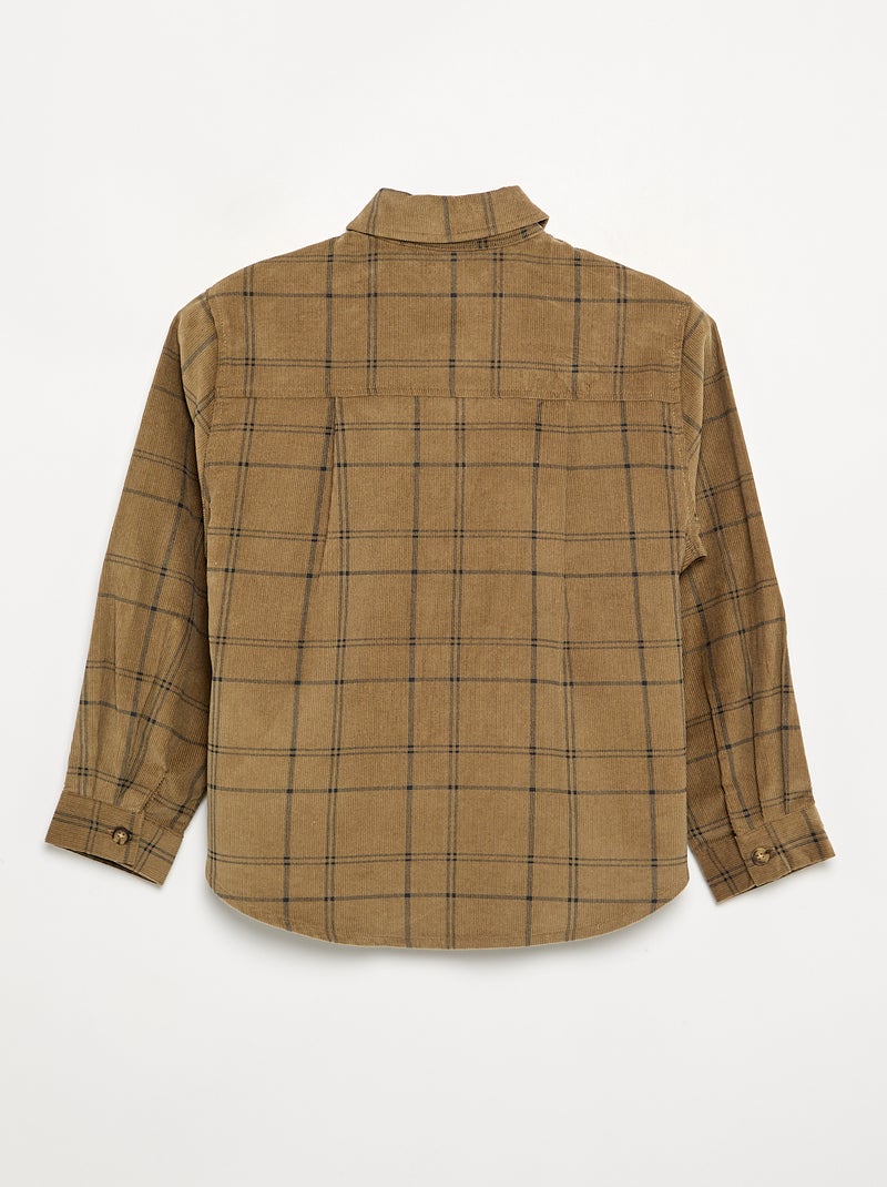Corduroy checked shirt Khaki - Kiabi