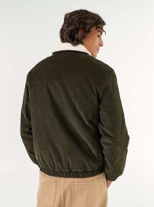 Corduroy jacket with sherpa-effect collar - Kiabi