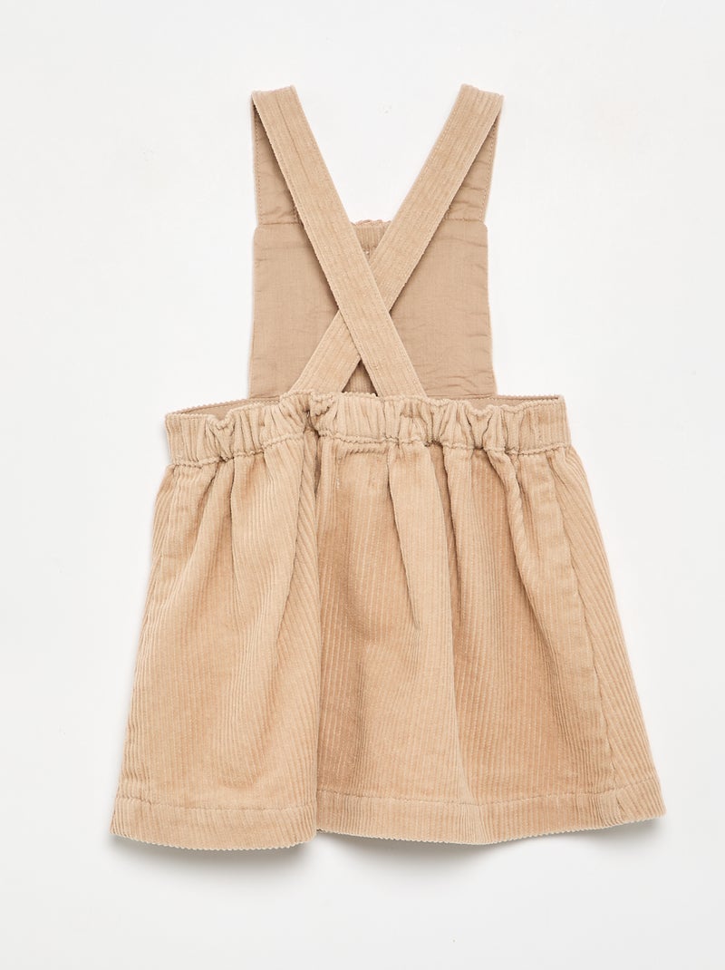 Corduroy Pinafore Dress Beige - Kiabi