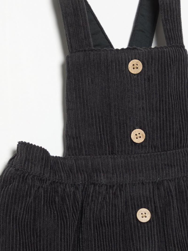 Corduroy Pinafore Dress Black - Kiabi