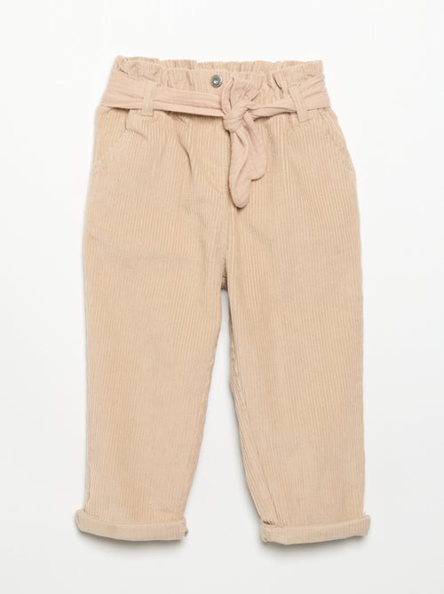 Corduroy trousers with included belt - Kiabi