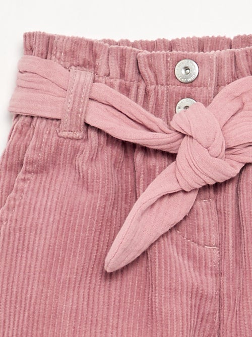 Corduroy trousers with included belt - Kiabi