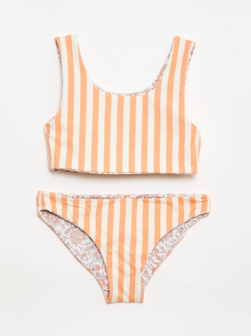 Costume da bagno a fiori reversibile - 2 pezzi Bianco - Kiabi