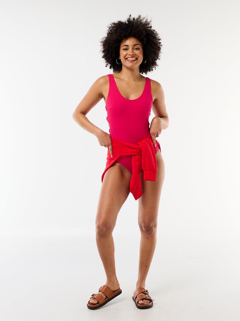 Costume da bagno intero con spacchi sui lati Rosa - Kiabi