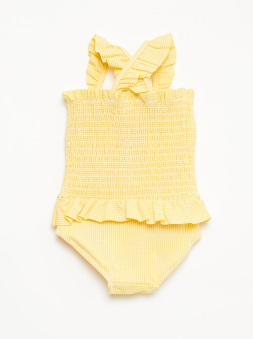 Costume da bagno intero smockato con volant - Kiabi