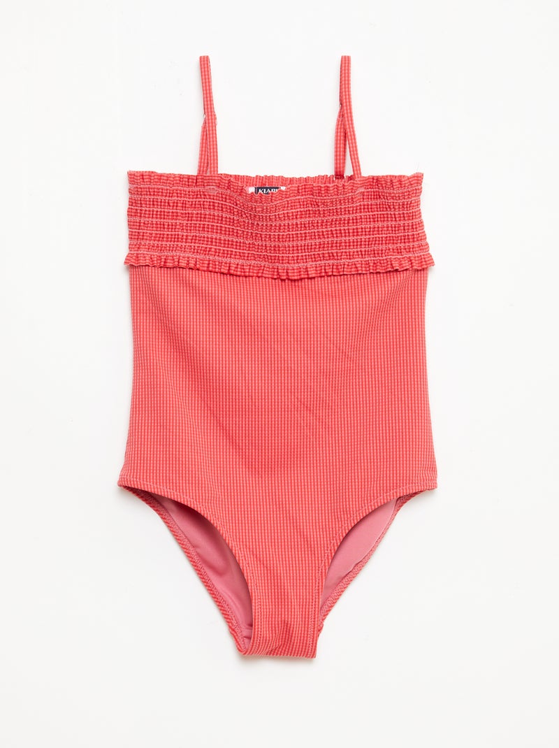 Costume da bagno smock + scrunchie - 1 pezzo Rosso - Kiabi