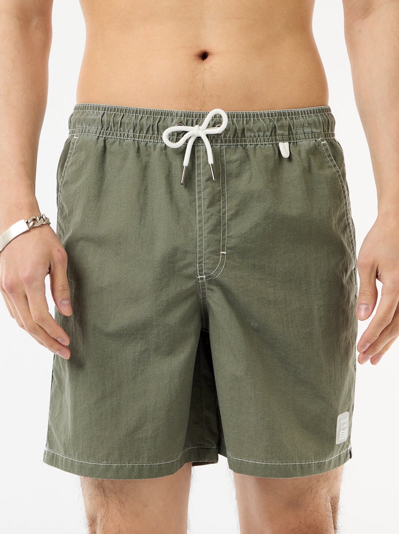 Costume da bagno tinta unita con tasche Verde - Kiabi