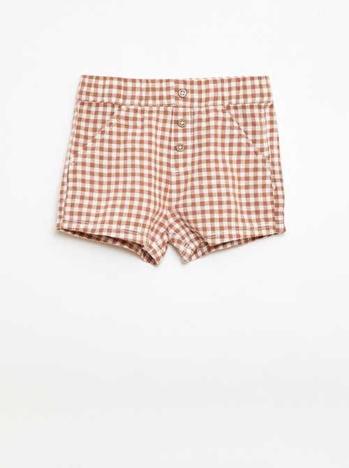 Cotton and linen shorts - Kiabi