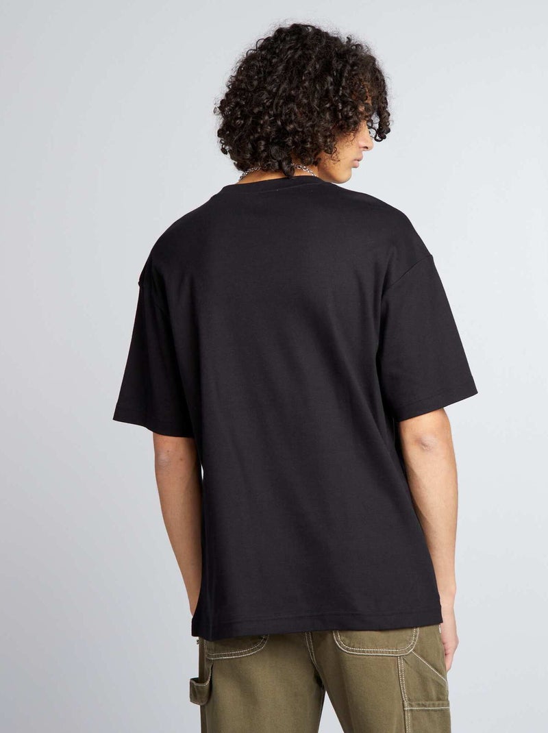 Cotton crew neck t-shirt black - Kiabi