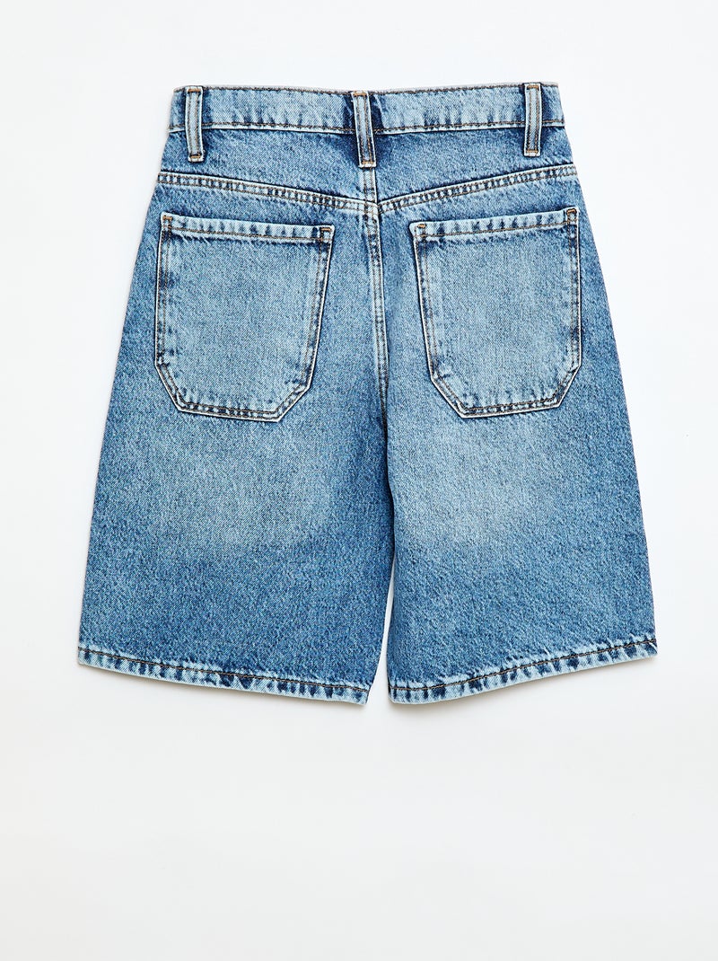 Cotton denim baggy Bermuda shorts Blue - Kiabi
