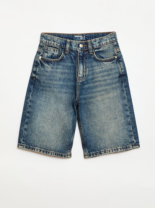 Cotton denim baggy Bermuda shorts - Kiabi