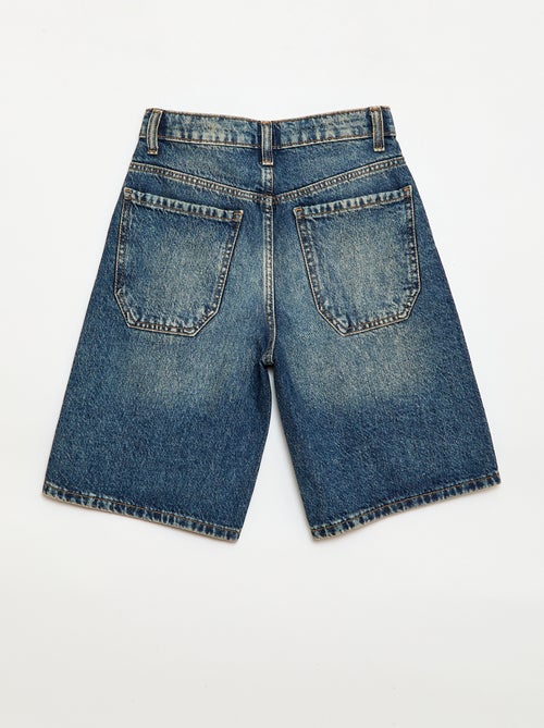 Cotton denim baggy Bermuda shorts - Kiabi