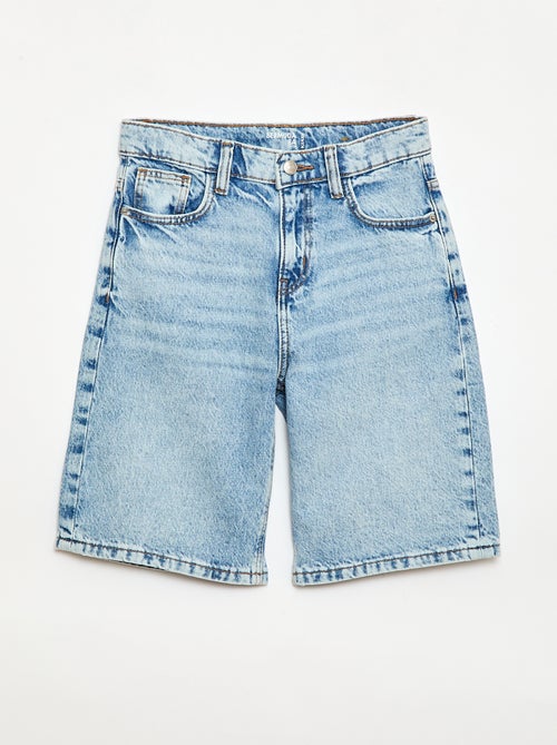 Cotton denim baggy Bermuda shorts - Kiabi