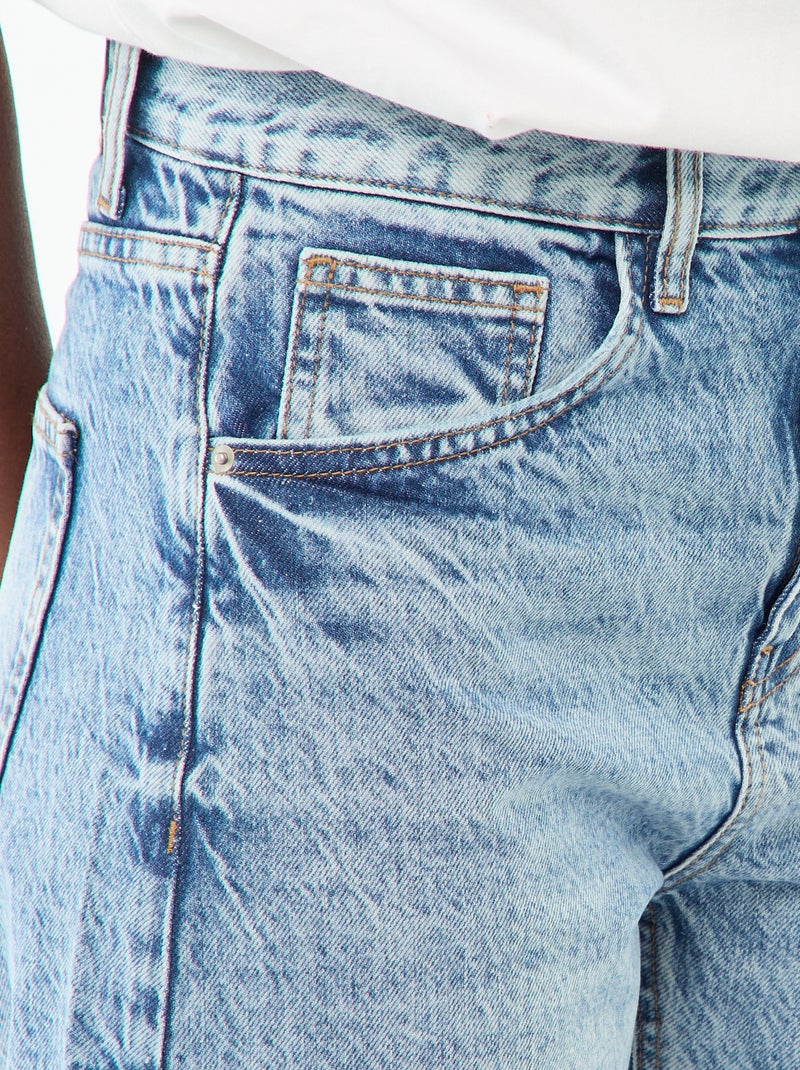 Cotton Denim Barrel Leg Pants Blue - Kiabi