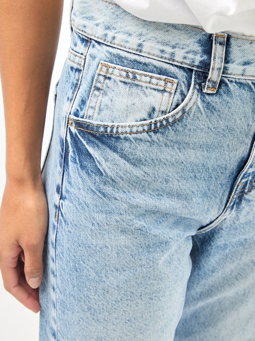 Cotton Denim Barrel Leg Trousers - Kiabi