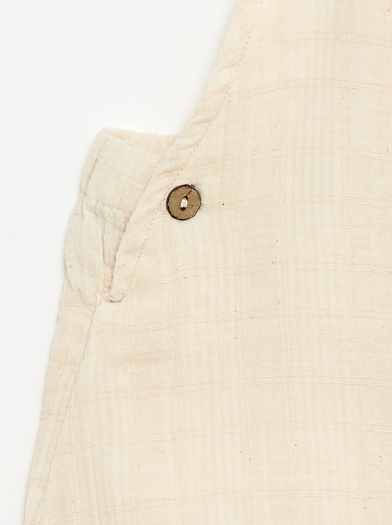 Cotton double gauze short romper White - Kiabi