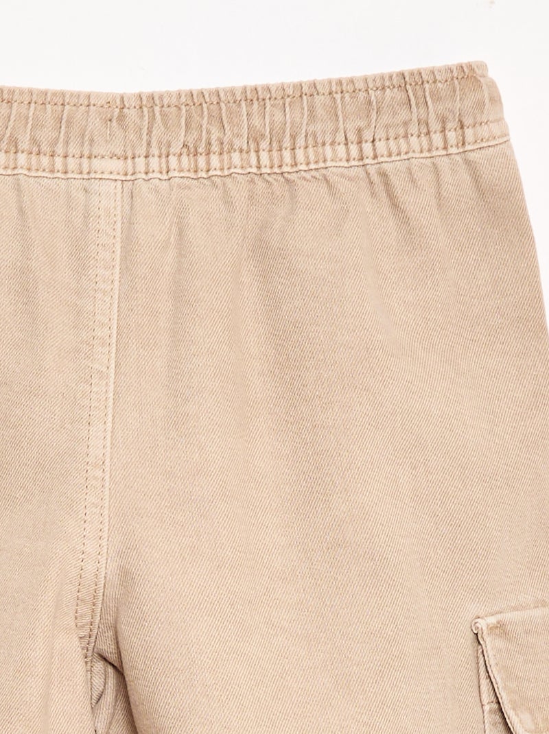 Cotton Drawstring Plain Shorts Beige - Kiabi