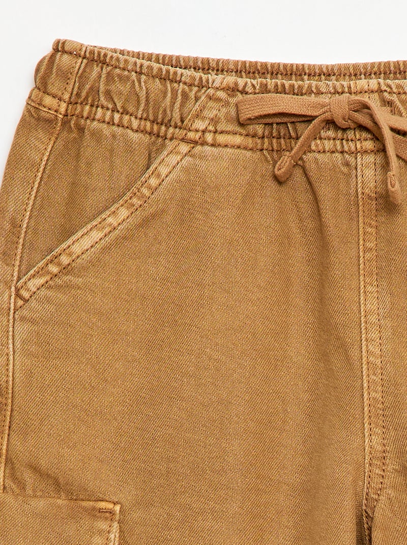 Cotton Drawstring Plain Shorts Beige - Kiabi