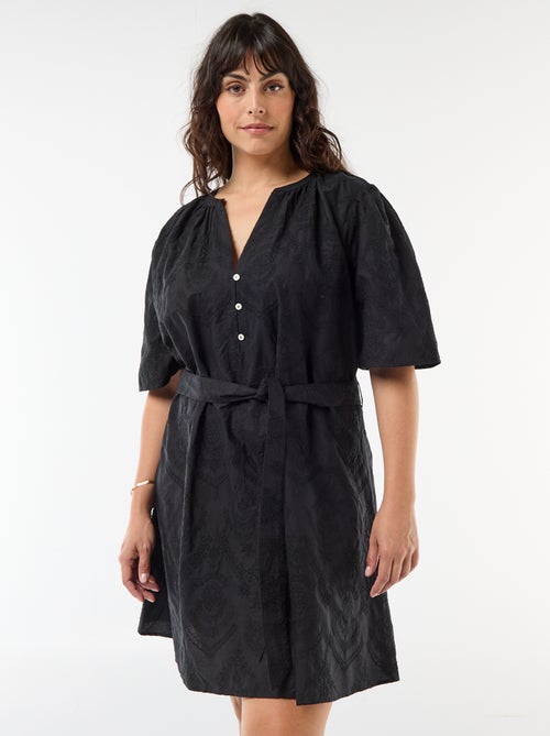 Cotton dress with Broderie Anglaise - Kiabi