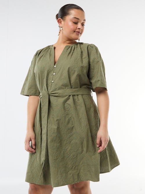 Cotton dress with Broderie Anglaise - Kiabi