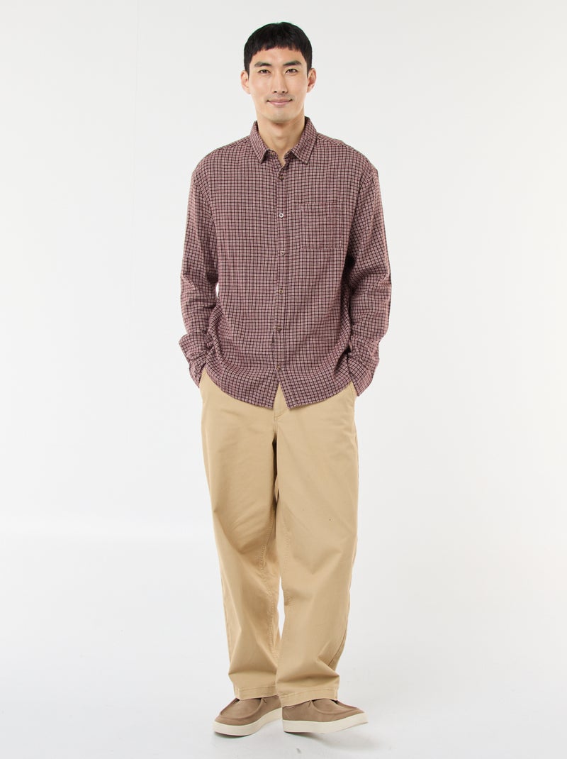Cotton Flannel Check Shirt Red - Kiabi