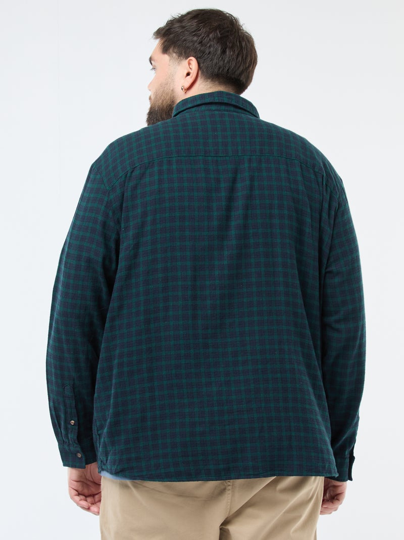 Cotton Flannel Checkered Shirt Green - Kiabi