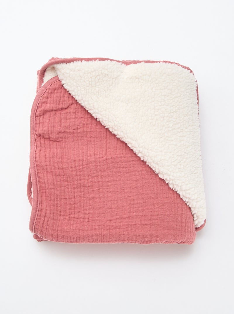Cotton gauze and fleece blanket Pink - Kiabi