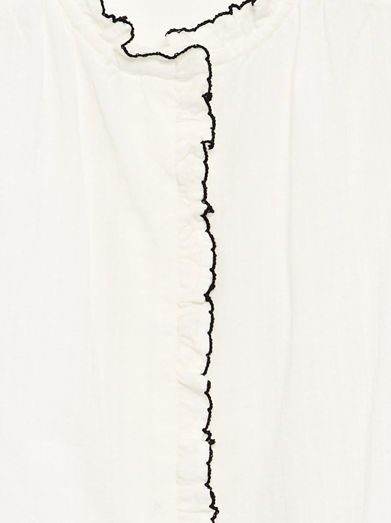 Cotton gauze blouse with ruffles White - Kiabi