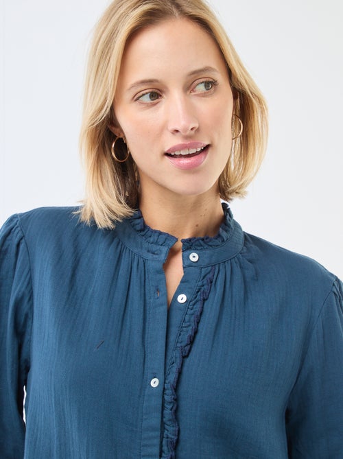 Cotton Gauze Blouse with Scalloped Edges - Kiabi